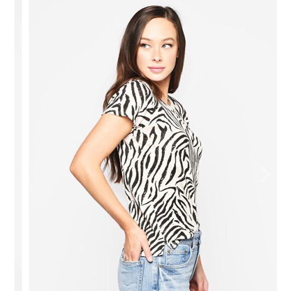 ATM ZEBRA PRINT SLUB JERSEY SCHOOLBOY CREW size small - Picture 2 of 12